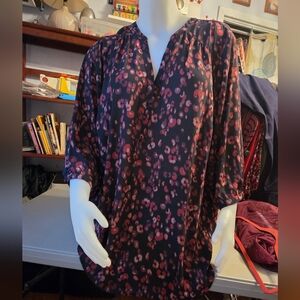 Torrid Harper Black and Red Floral Blouse